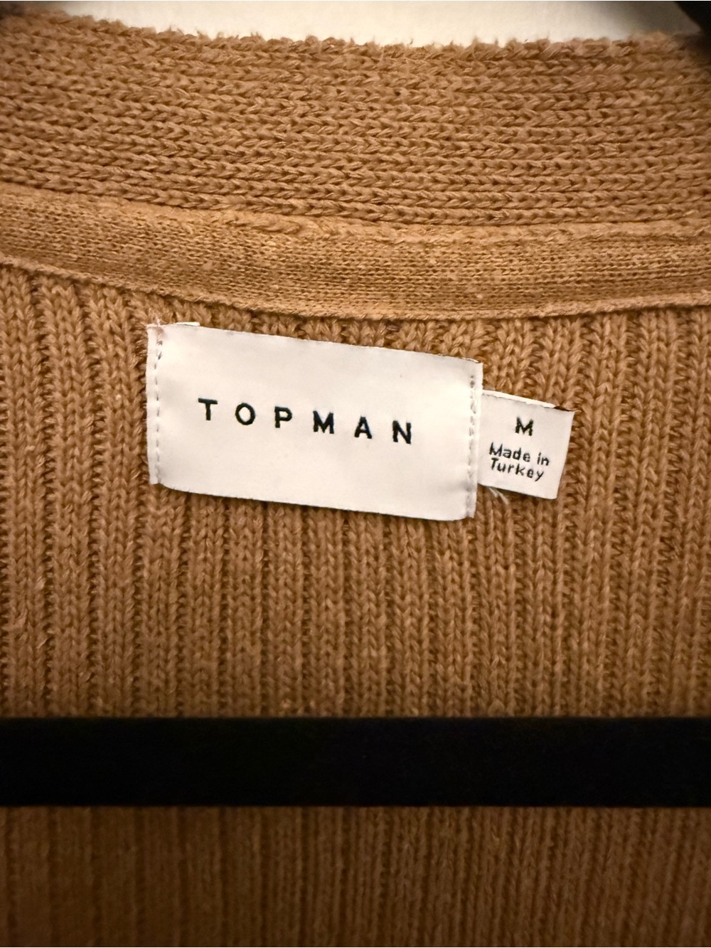 Topman Tan Ribbed Open-Front Cardigan - Picture 2 of 3